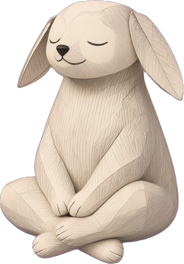 The paper companion floats contentedly in deep yoga meditation